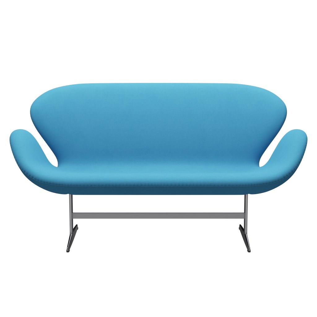 Fritz Hansen Swan Sofa 2, satynowy szczotkowany aluminium/komfort jasnoniebieski (66010)