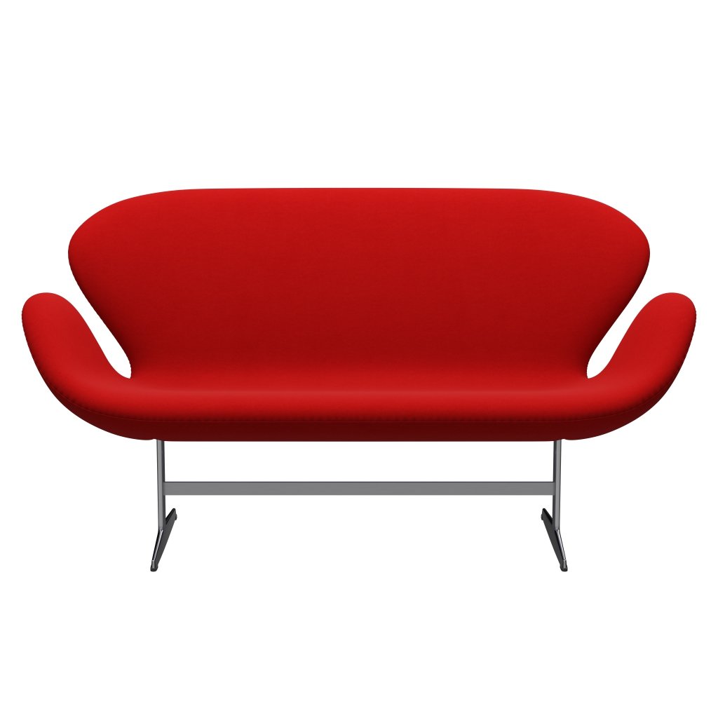 Fritz Hansen Swan Sofa 2, satynowy szczotkowany aluminium/komfort czerwony (64003)