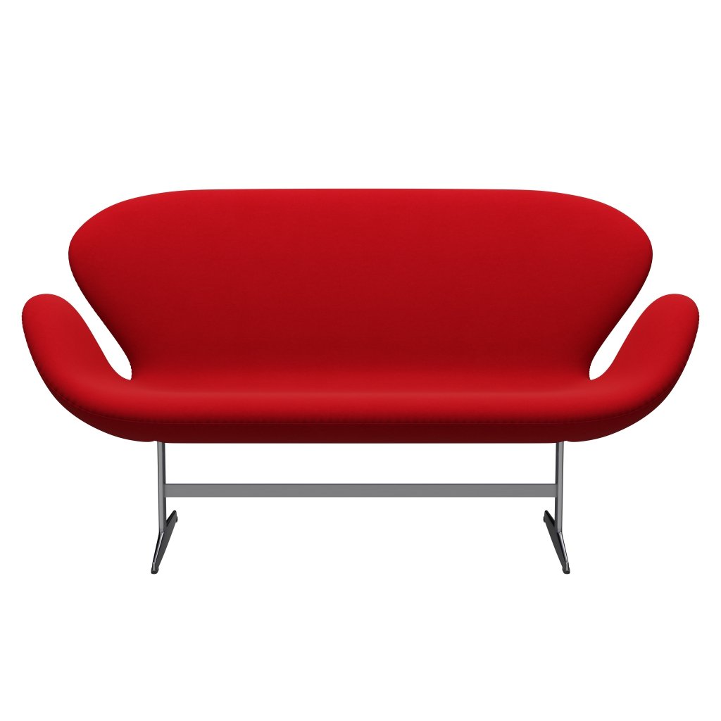 Fritz Hansen Swan Sofa 2 Seater, Satin Brushed Aluminium/Comfort Red (64013)