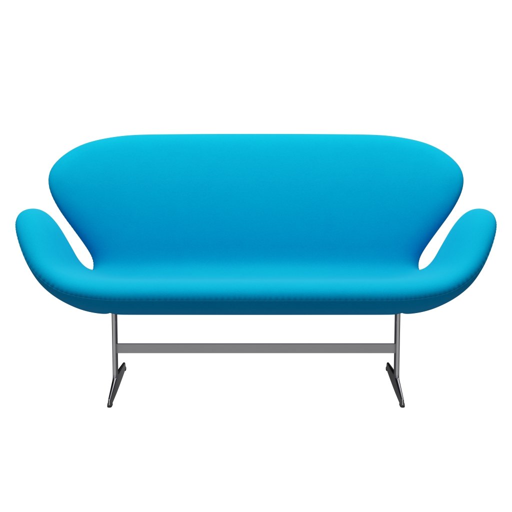 Fritz Hansen Swan Sofa 2 Seater, Satin Brushed Aluminium/Comfort Turquoise (67001)