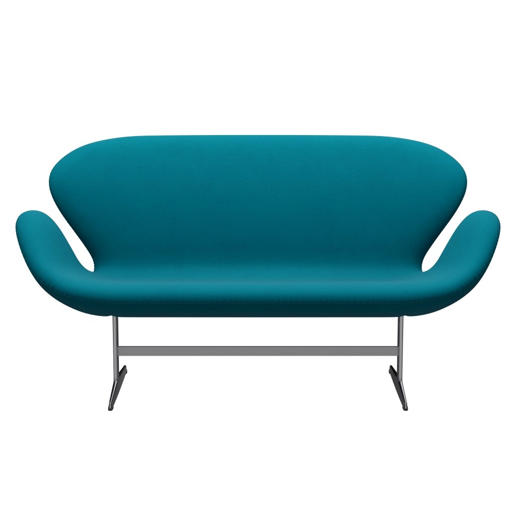 Fritz Hansen Swan Sofa 2 Seater, Satin Brushed Aluminium/Comfort Turquoise (67002)