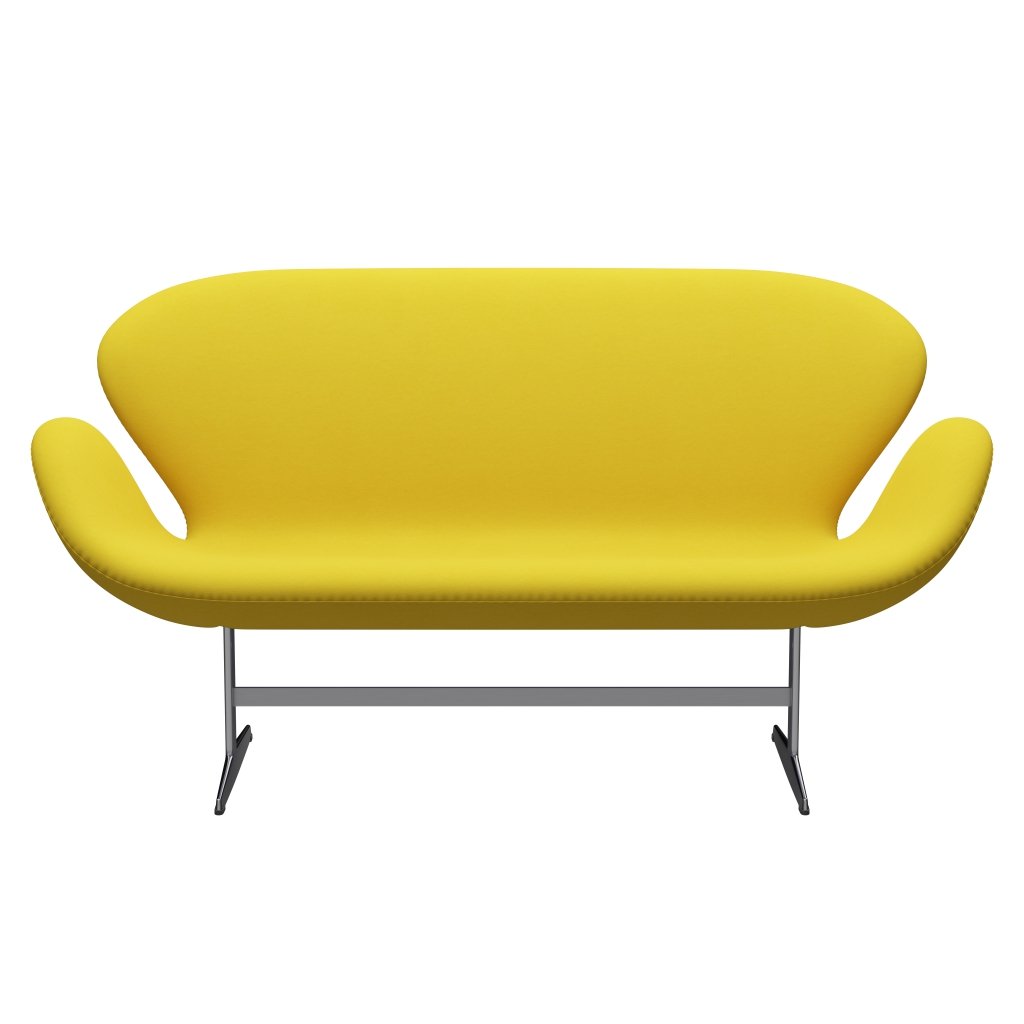 Fritz Hansen Swan Sofa 2 Seater, Satin Brushed Aluminium/Comfort Yellow (62003)