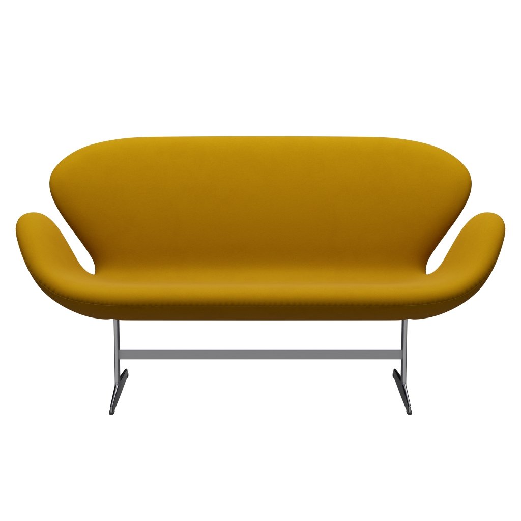 Fritz Hansen Swan Sofa 2, satynowy szczotkowany aluminium/komfort żółty (62004)