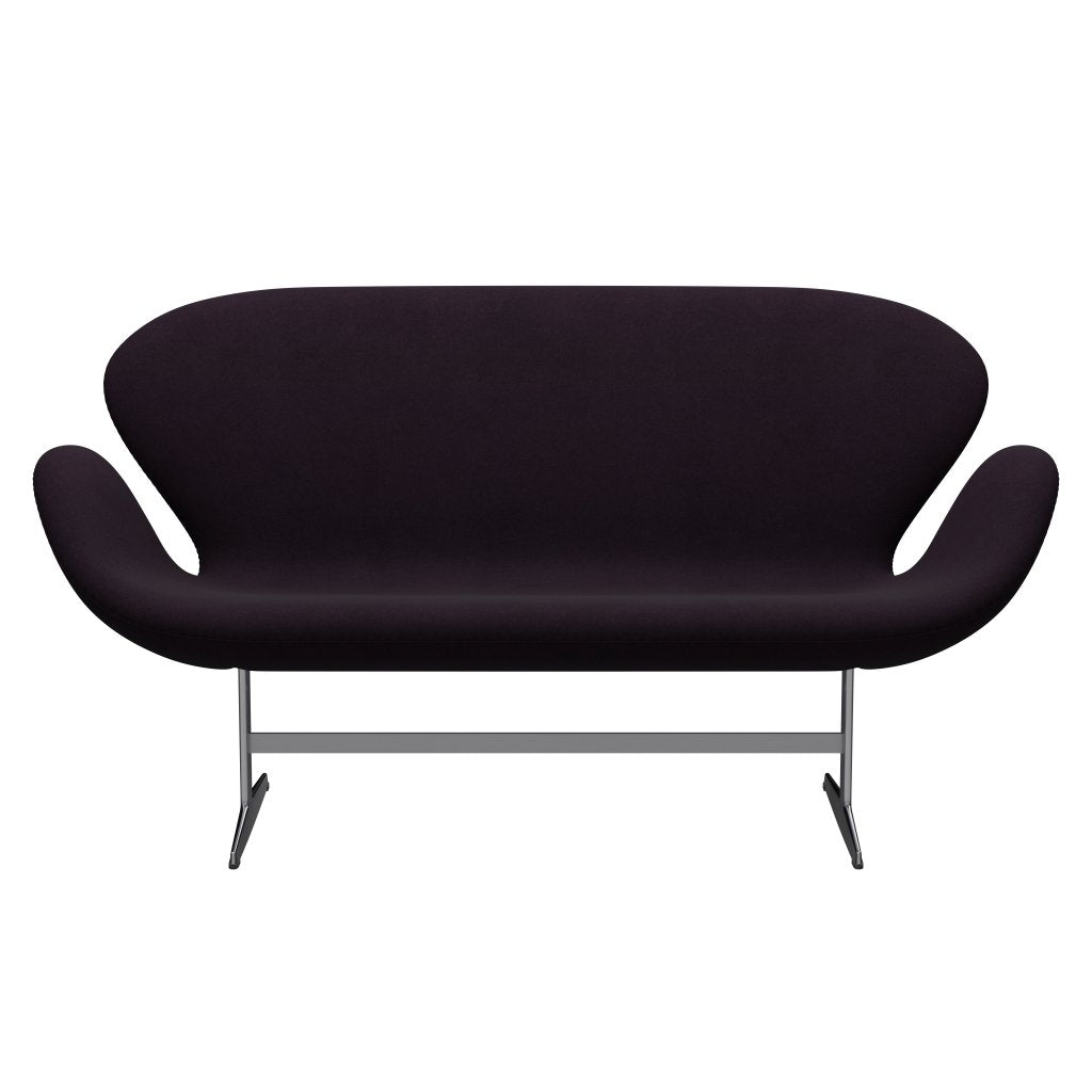 Fritz Hansen Swan Sofa 2, satynowy szczotkowany aluminium/bakłażon Divina (376)