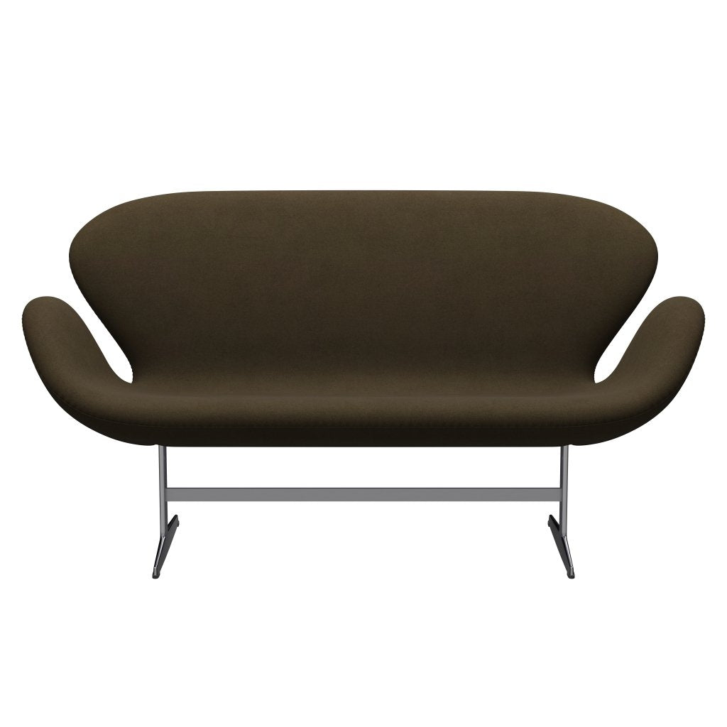 Fritz Hansen Swan Sofa 2 Seater, Satin Brushed Aluminium/Divina Brown (984)