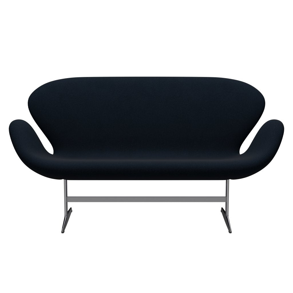 Fritz Hansen Swan Sofa 2, satynowy szczotkowany aluminium/Divina Dark Blue