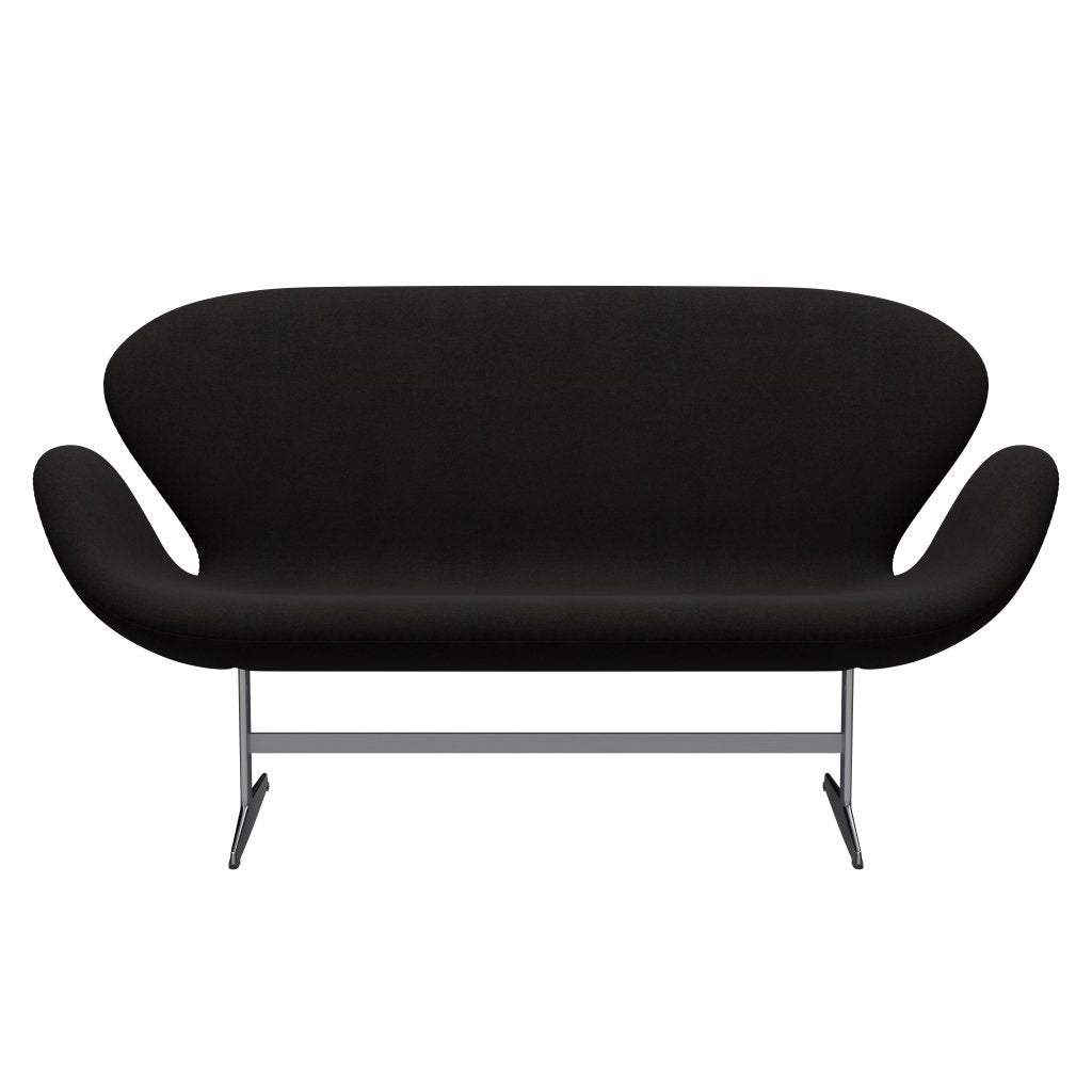 Fritz Hansen Swan Sofa 2, satynowy szczotkowany aluminium/Divina Dark Brown (384)