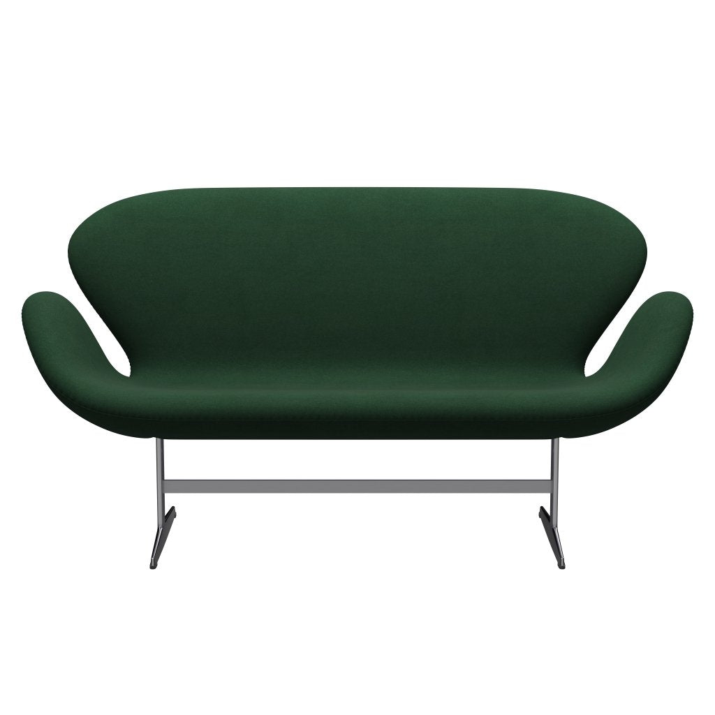 Fritz Hansen Swan Sofa 2, satynowy szczotkowany aluminium/Divina Dark Green (876)