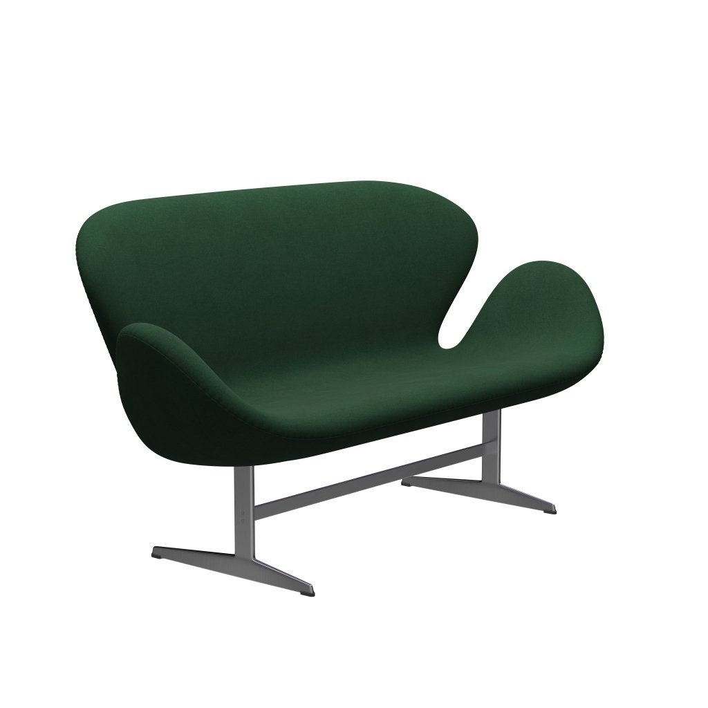 Fritz Hansen Swan Sofa 2, satynowy szczotkowany aluminium/Divina Dark Green (876)