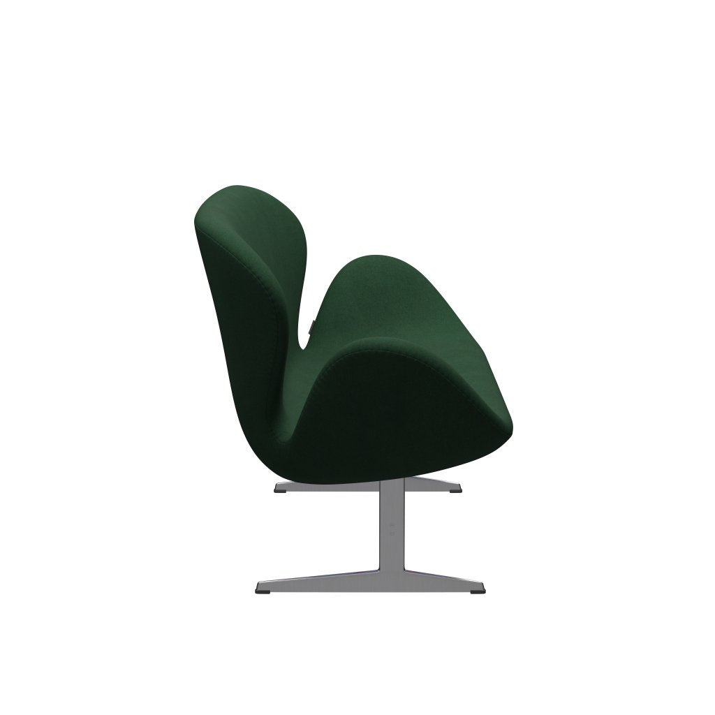 Fritz Hansen Swan Sofa 2, satynowy szczotkowany aluminium/Divina Dark Green (876)