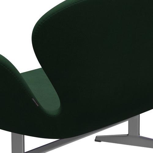 Fritz Hansen Swan Sofa 2, satynowy szczotkowany aluminium/Divina Dark Green (876)