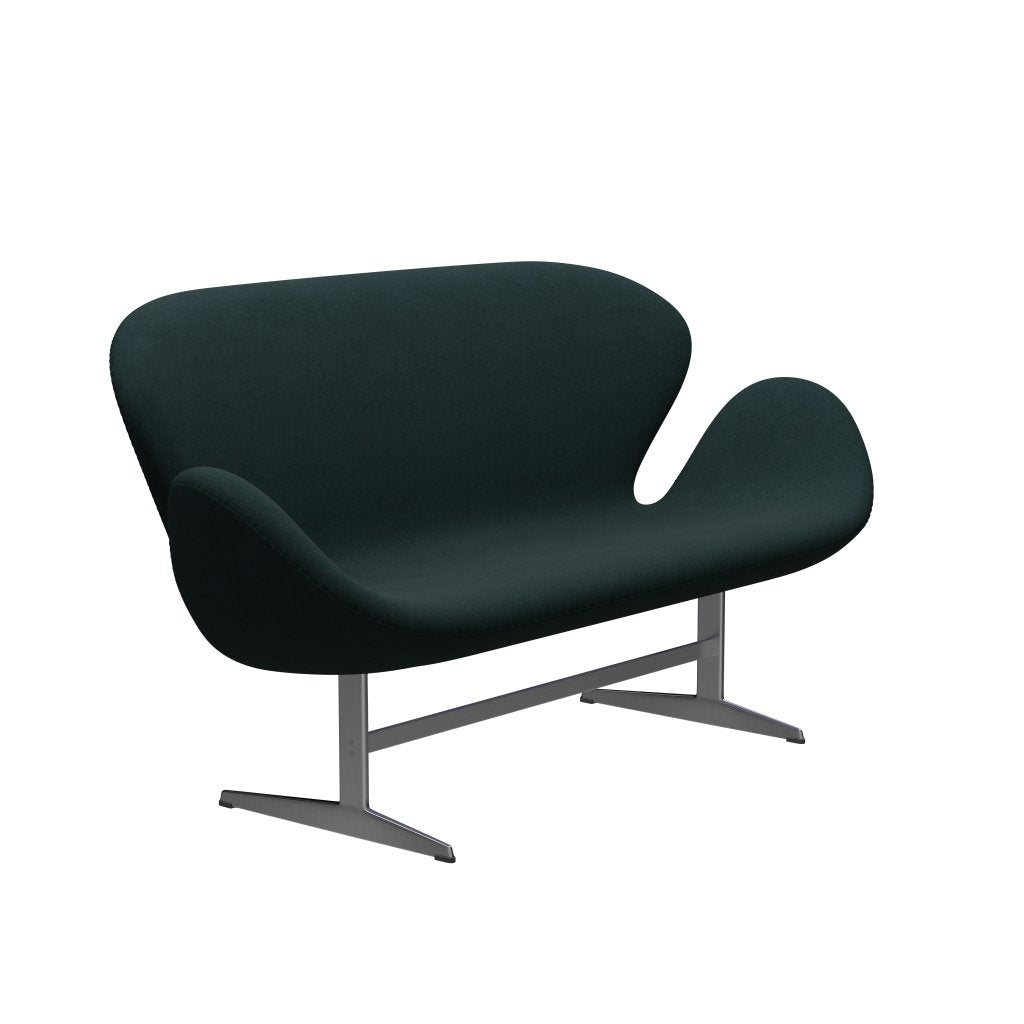 Fritz Hansen Swan Sofa 2, satynowy szczotkowany aluminium/Divina Dark Green (886)