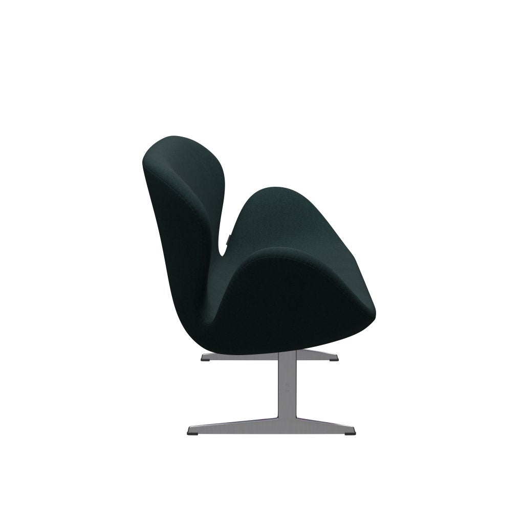 Fritz Hansen Swan Sofa 2, satynowy szczotkowany aluminium/Divina Dark Green (886)