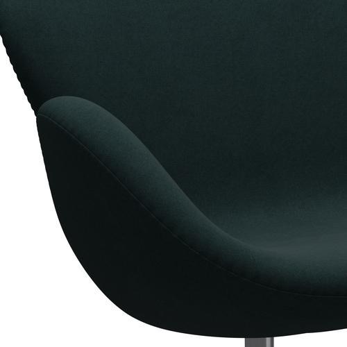 Fritz Hansen Swan Sofa 2 Seater, Satin Brushed Aluminium/Divina Dark Green (886)