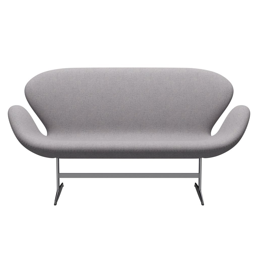 Fritz Hansen Swan Sofa 2, satynowy szczotkowany aluminium/Divina MD Cool jasnoszary