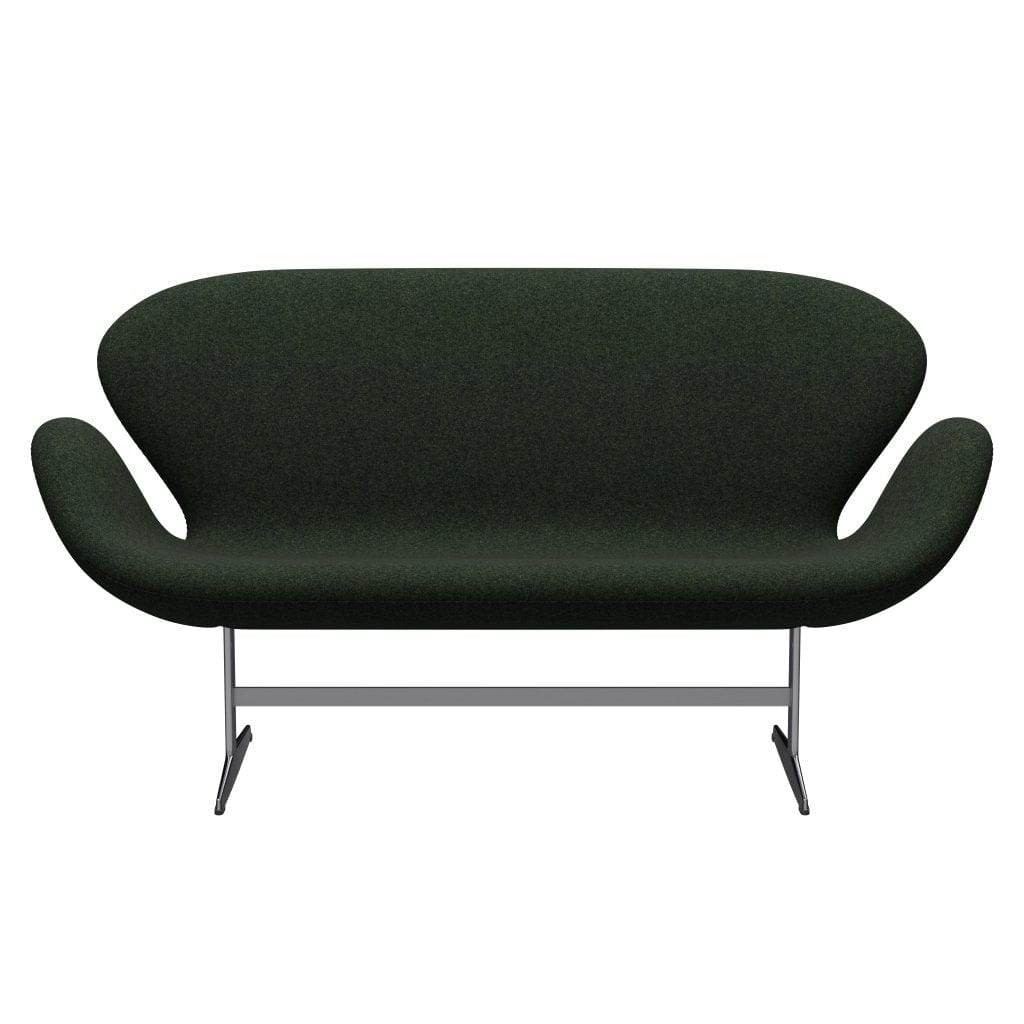 Fritz Hansen Swan Sofa 2, satynowy szczotkowany aluminium/divina md mose zielony