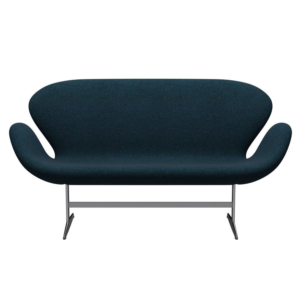 Fritz Hansen Swan Sofa 2, satynowy szczotkowany aluminium/divina MD Benzyna ciemna