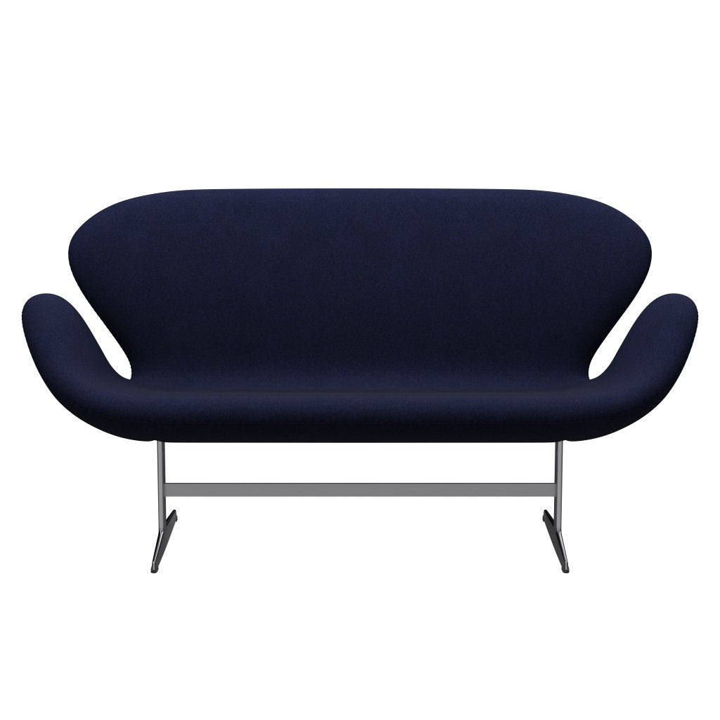 Fritz Hansen Swan Sofa 2, satynowy szczotkowany aluminium/divina melanżowa ciemnoniebieska