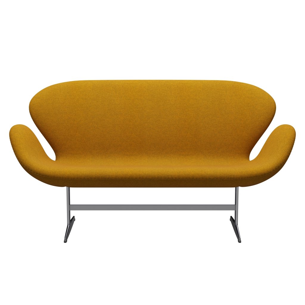 Fritz Hansen Swan Sofa 2 osobę, satynowy szczotkowany aluminium/divina melanżowa ochra żółta