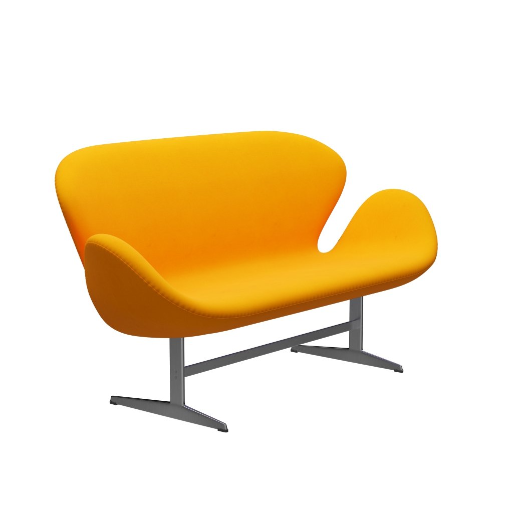 Fritz Hansen Swan Sofa 2, satynowy szczotkowany aluminium/Divina Orange (426)