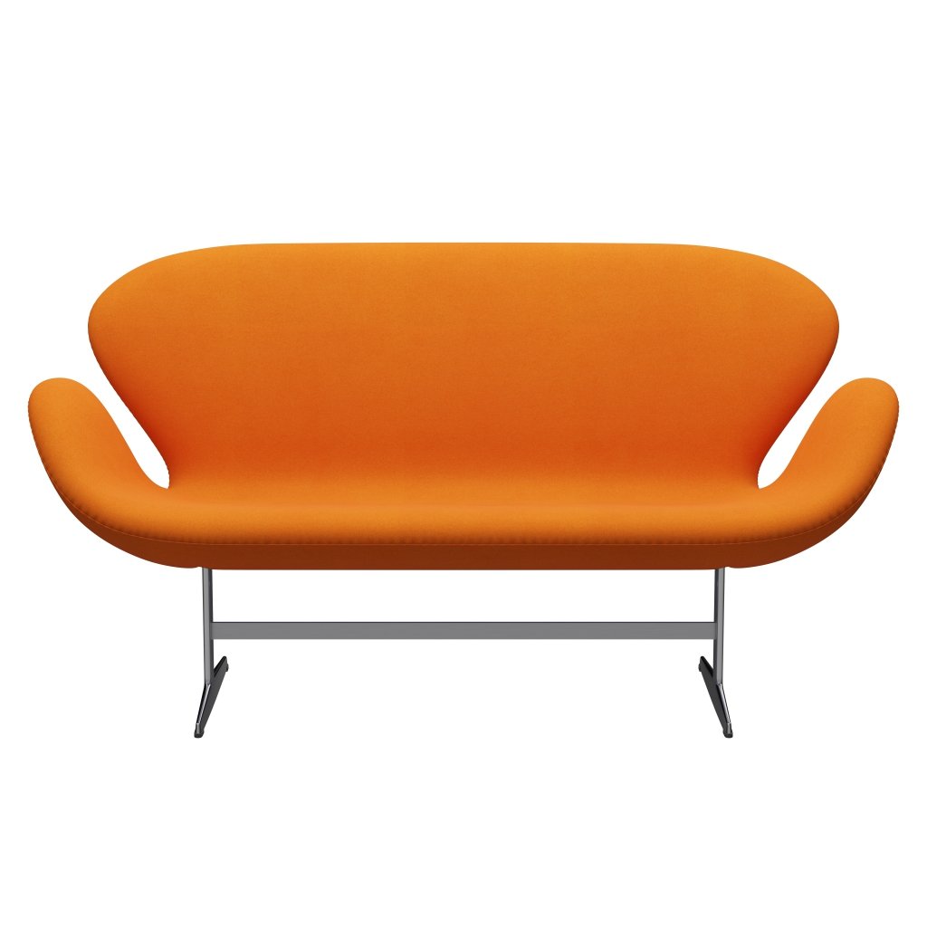 Fritz Hansen Swan Sofa 2 Seater, Satin Brushed Aluminium/Divina Orange (444)