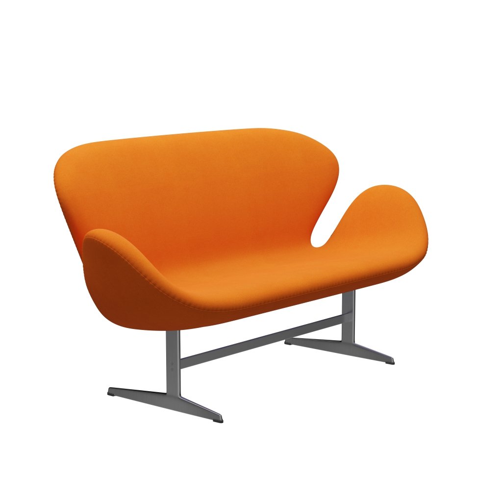 Fritz Hansen Swan Sofa 2, satynowy szczotkowany aluminium/Divina Orange (444)