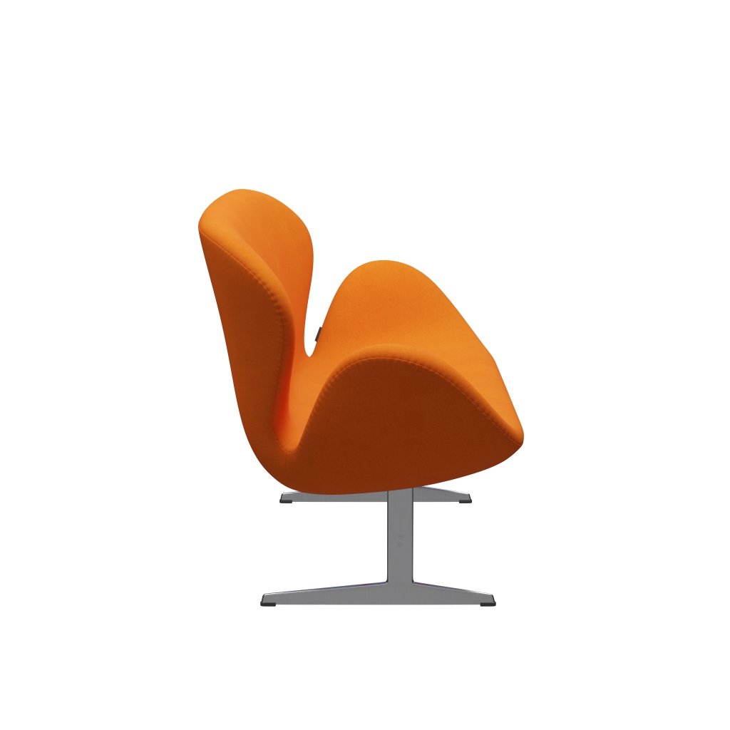 Fritz Hansen Swan Sofa 2, satynowy szczotkowany aluminium/Divina Orange (444)