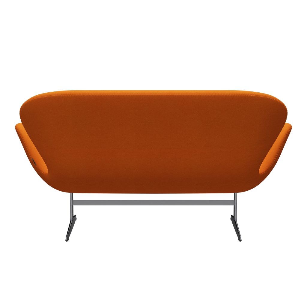 Fritz Hansen Swan Sofa 2 Seater, Satin Brushed Aluminium/Divina Orange (444)