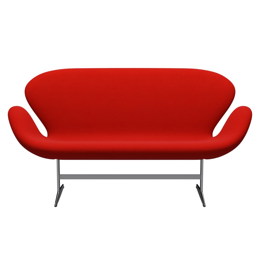 Fritz Hansen Swan Sofa 2, satynowy szczotkowany aluminium/Divina Red (562)