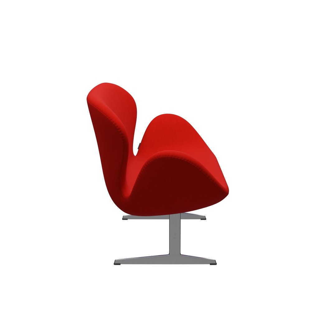 Fritz Hansen Swan Sofa 2, satynowy szczotkowany aluminium/Divina Red (562)