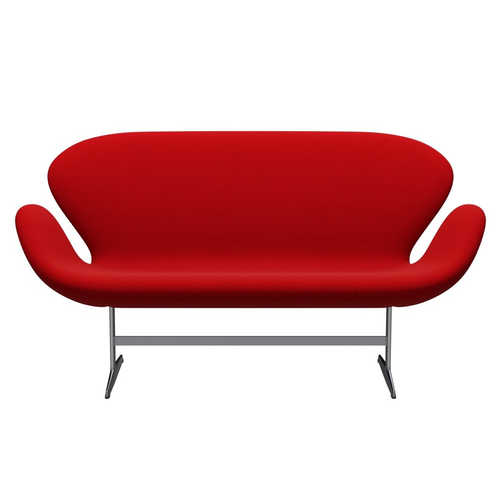 Fritz Hansen Swan Sofa 2, satynowy szczotkowany aluminium/Divina Red (623)