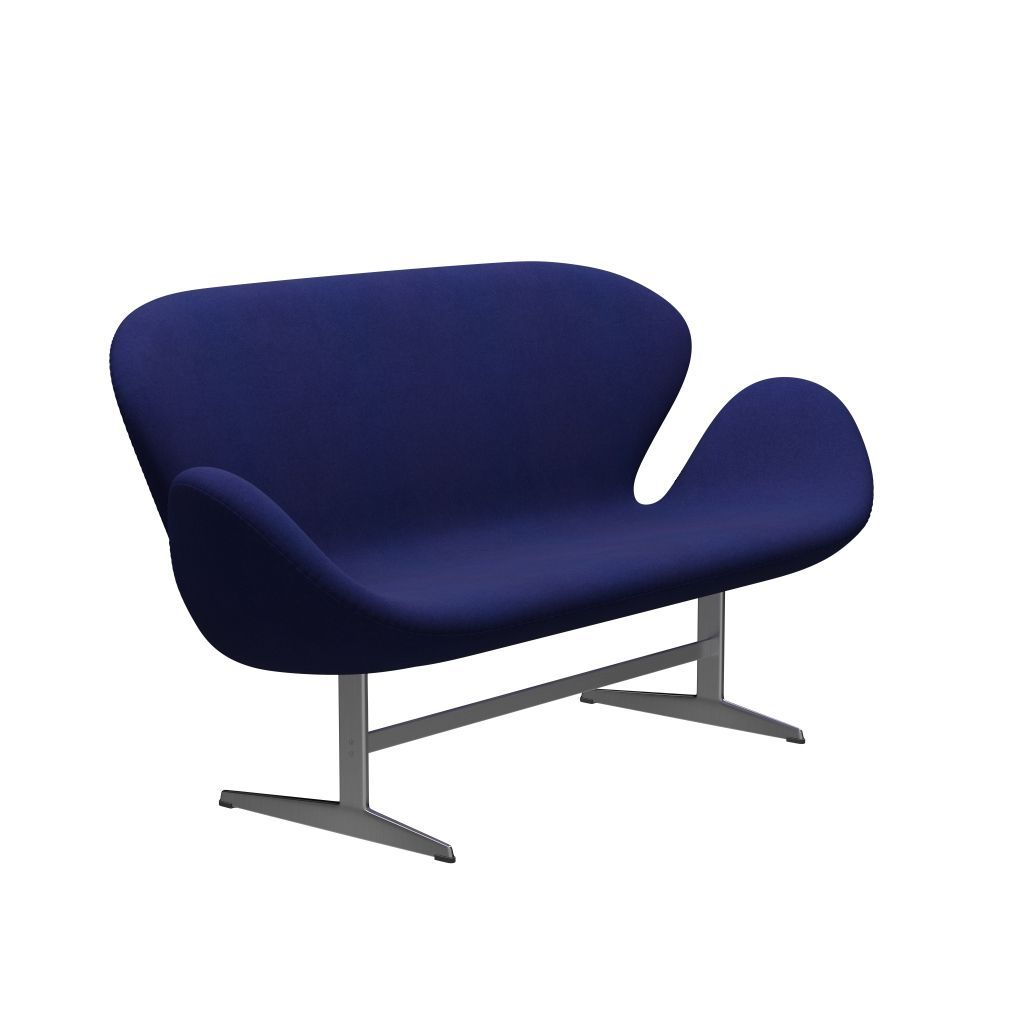 Fritz Hansen Swan Sofa 2, satynowy szczotkowany aluminium/divina Violet Dark (684)