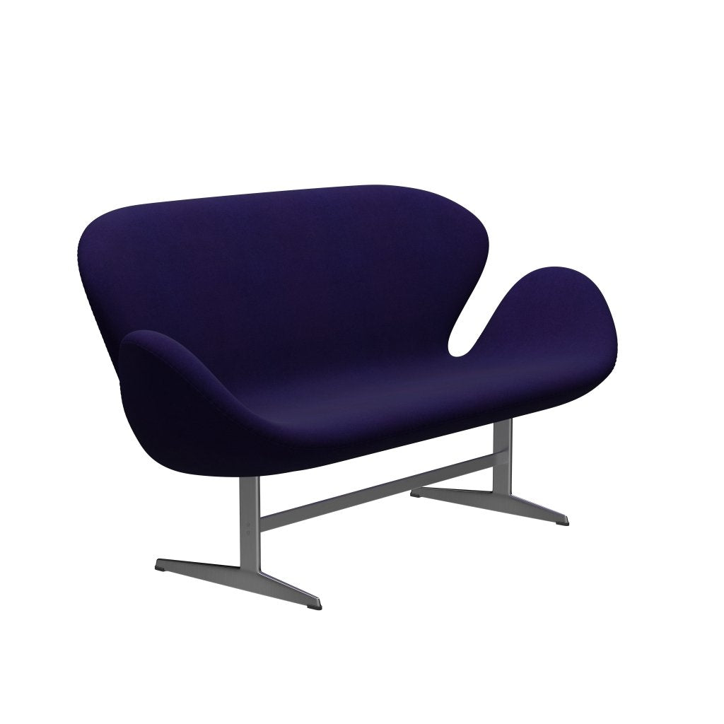 Fritz Hansen Swan Sofa 2 Seater, Satin Brushed Aluminium/Divina Violet Dark (692)