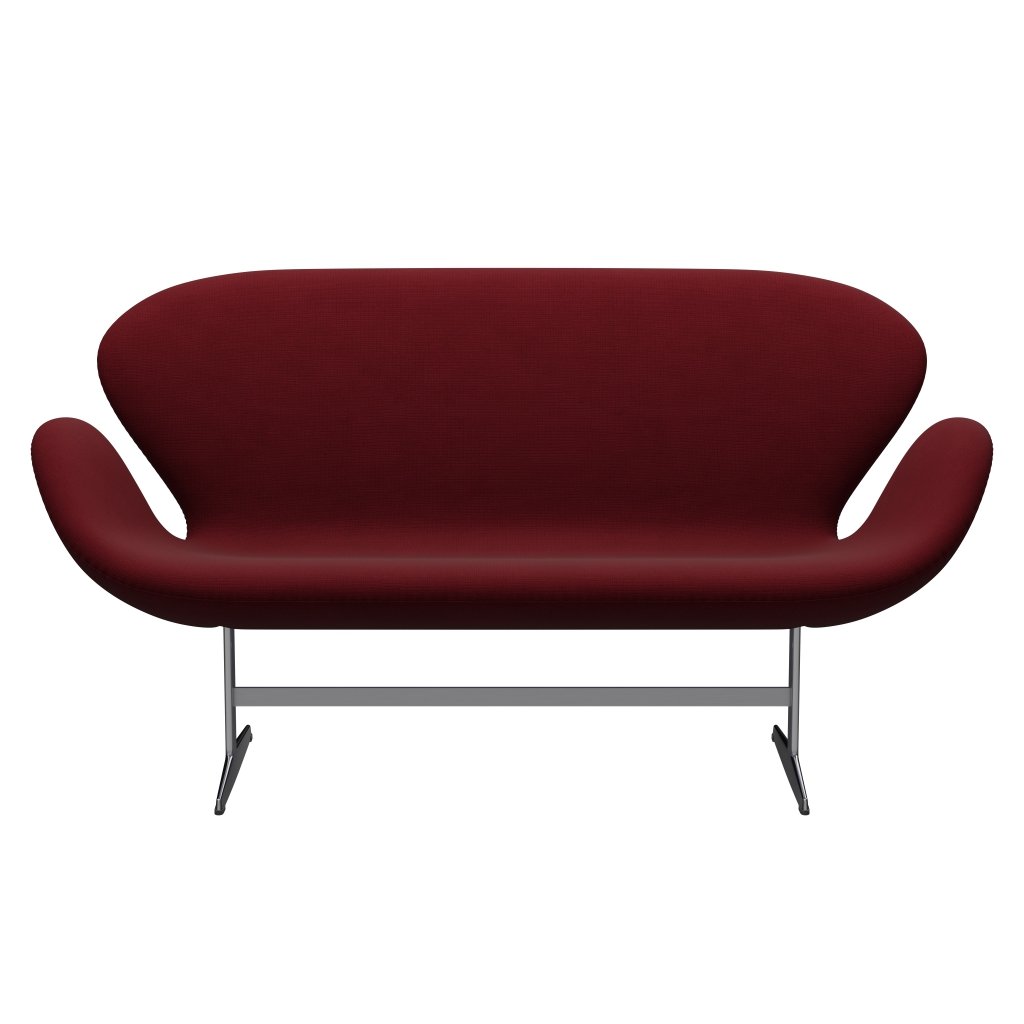 Fritz Hansen Swan Sofa 2, satynowy szczotkowany aluminium/sławę Bordeaux (64058)