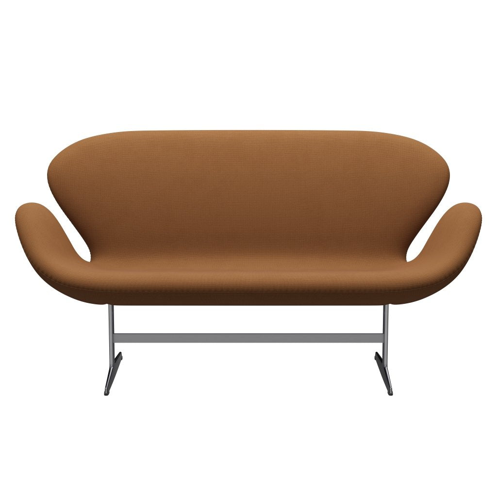 Fritz Hansen Swan Sofa 2 Seater, Satin Brushed Aluminium/Fame Light Brown (61131)