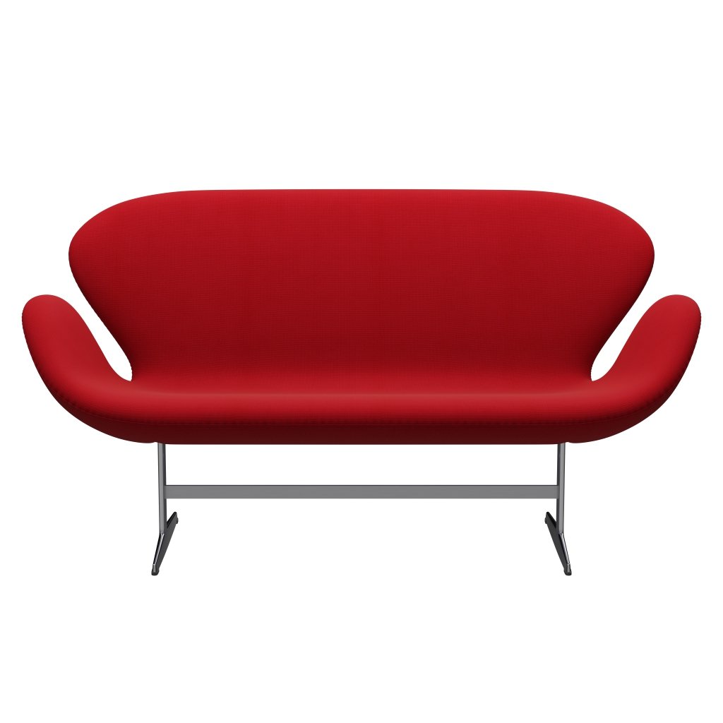 Fritz Hansen Swan Sofa 2 Seater, Satin Brushed Aluminium/Fame Red (64089)