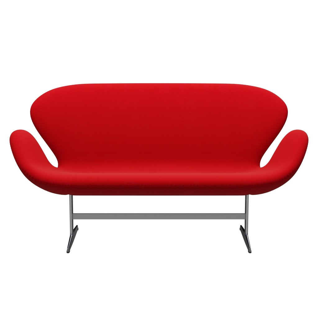 Fritz Hansen Swan Sofa 2, satynowy szczotkowany aluminium/sławę czerwony (64119)