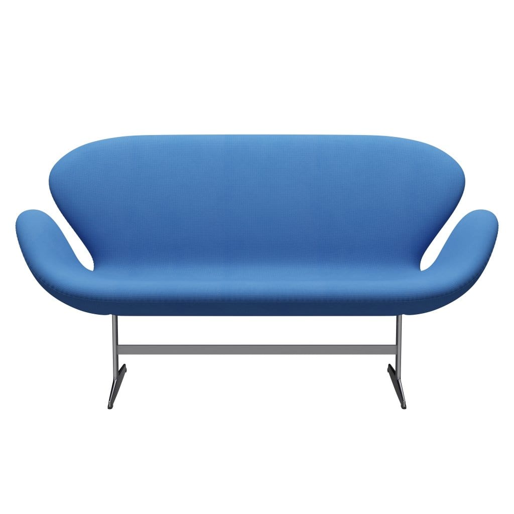 Fritz Hansen Swan Sofa 2 Seater, Satin Brushed Aluminium/Fame Turquoise (66118)