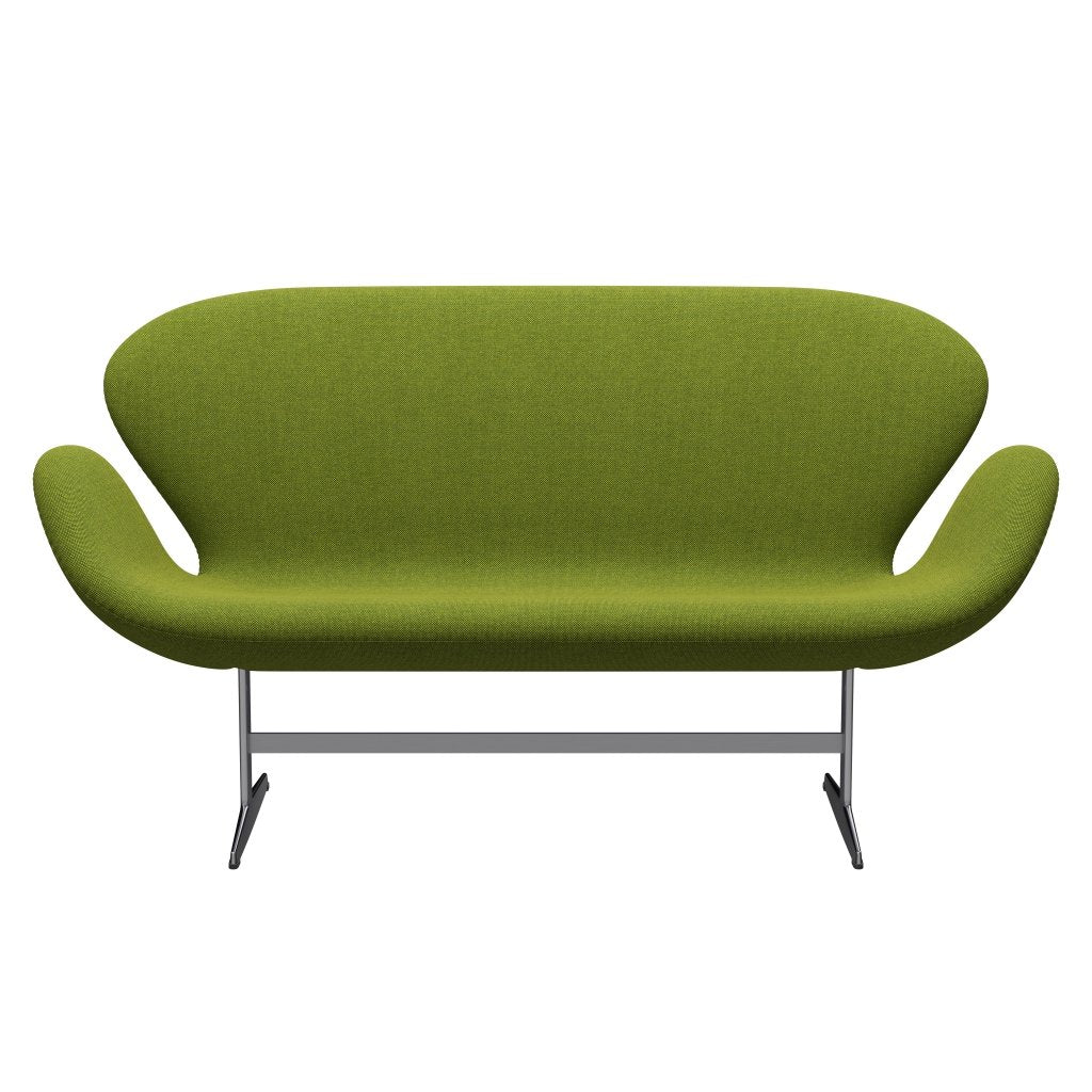 Fritz Hansen Swan Sofa 2 Seater, Satin Brushed Aluminium/Hallingdal Green