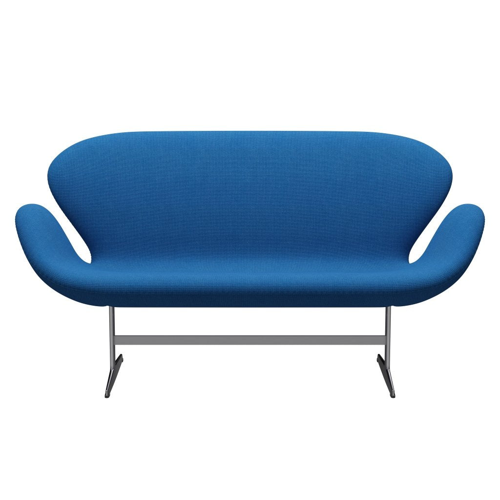 Fritz Hansen Swan Sofa 2, satynowy szczotkowany aluminium/hallingdal jasnoniebieski