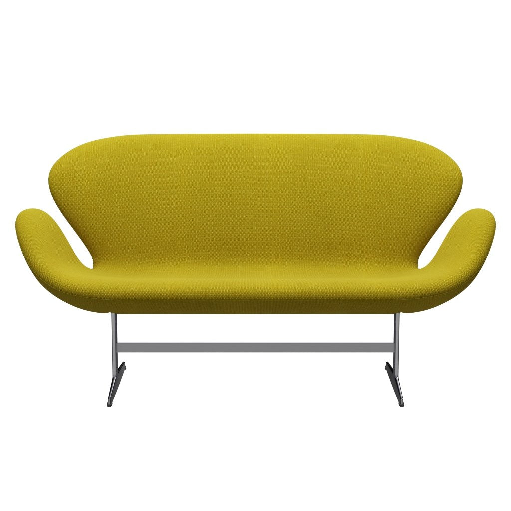 Fritz Hansen Swan Sofa 2, satynowy szczotkowany aluminium/hallingdal żółty/zielony