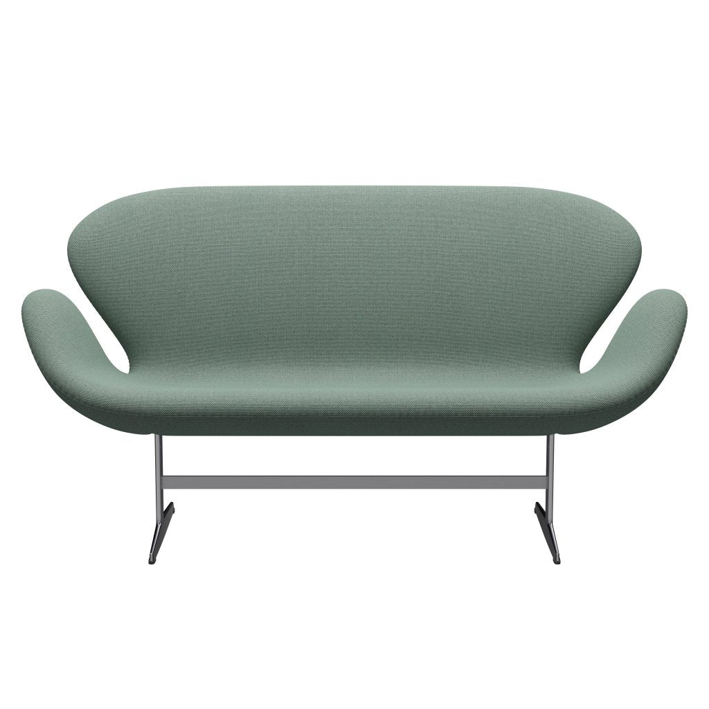 [product_category]-Fritz Hansen Swan Sofa 2 Seater, Satin Brushed Aluminium/Re Wool Aqua/Natural-Fritz Hansen-3321-REW858-SPAL-FRI-1