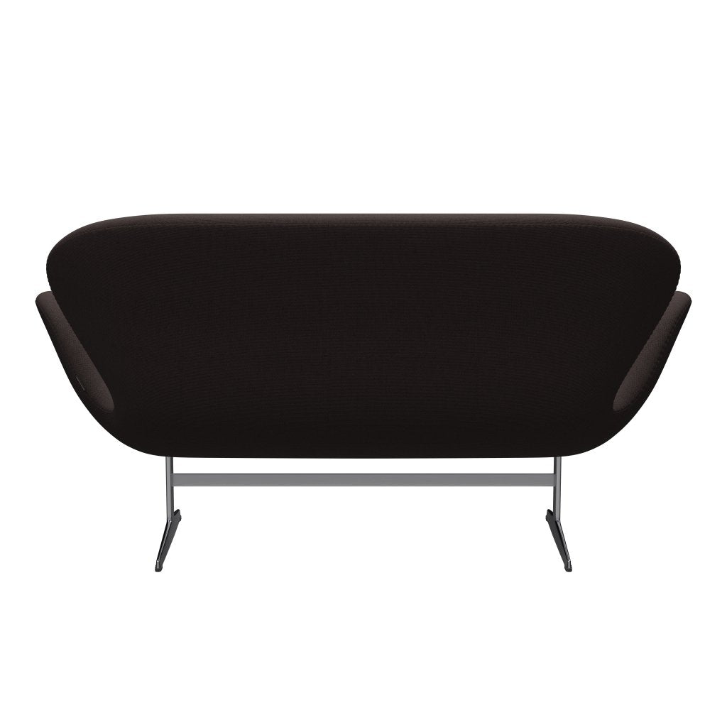 [product_category]-Fritz Hansen Swan Sofa 2 Seater, Satin Brushed Aluminium/Steelcut Dark Earth Brown-Fritz Hansen-3321-STI695-SPAL-FRI-4