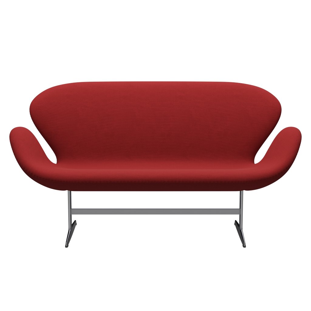 Fritz Hansen Swan Sofa 2, satynowy szczotkowany aluminium/stalowy czerwony