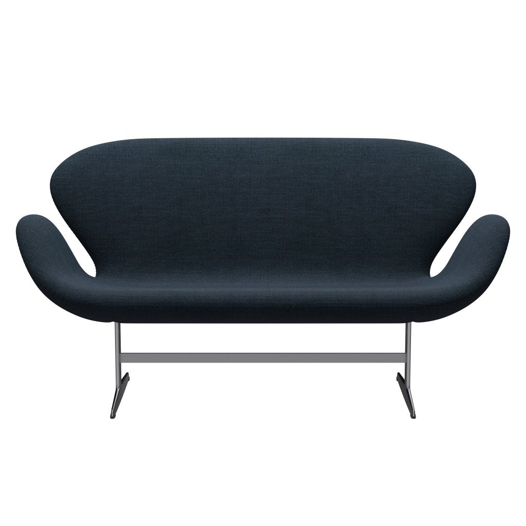 Fritz Hansen Swan Sofa 2 osobę, satynowy szczotkowany aluminium/sunniva czarny/granatowy