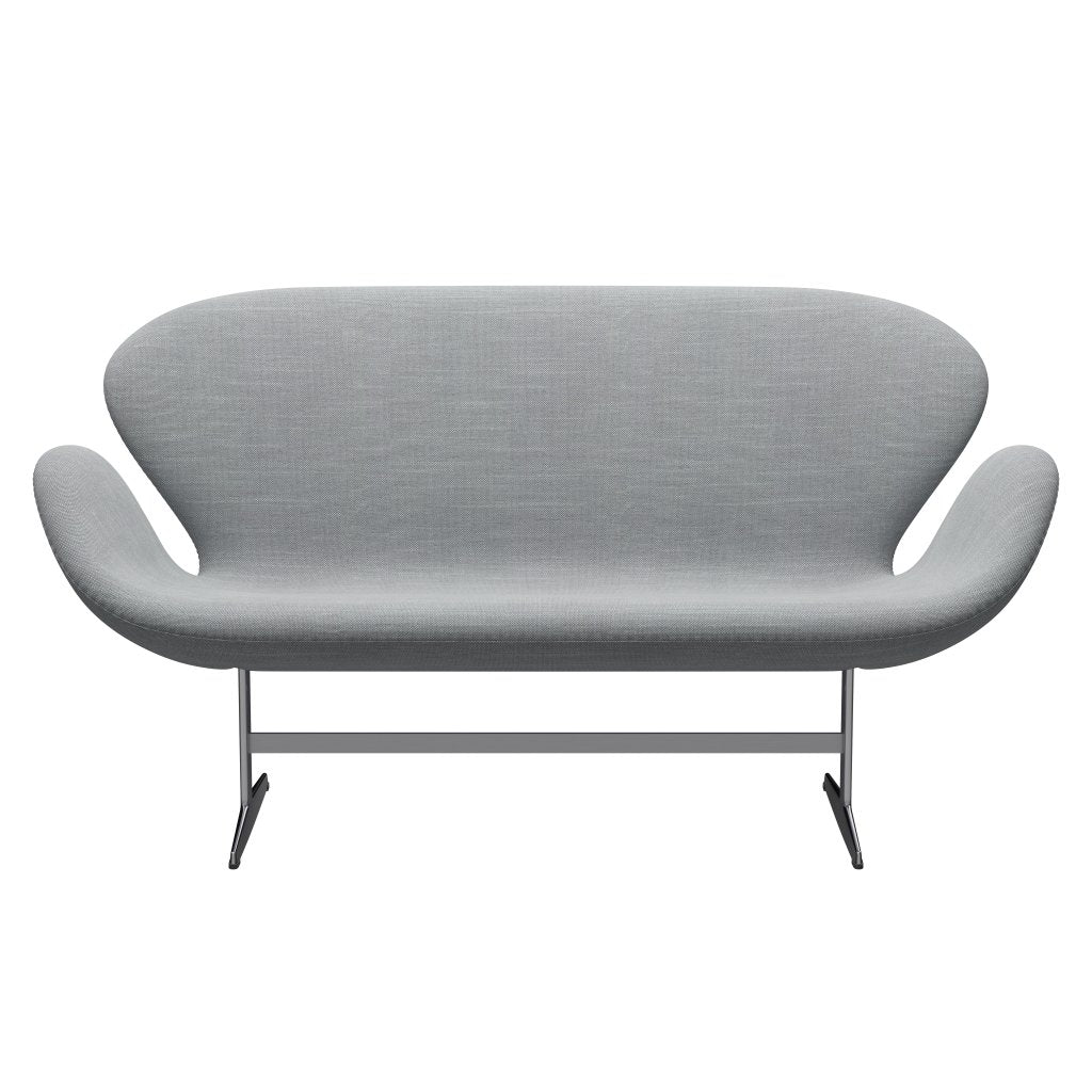 Fritz Hansen Swan Sofa 2 osobę, satynowy szczotkowany aluminium/sunniva jasnoszary/jasnoniebieski