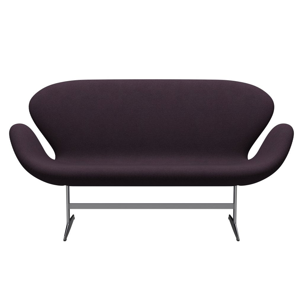 FRITZ HANSEN SWAN SOFA 2 SEART, SATYN SHENMINUM Aluminium/Tonus Bakłażan