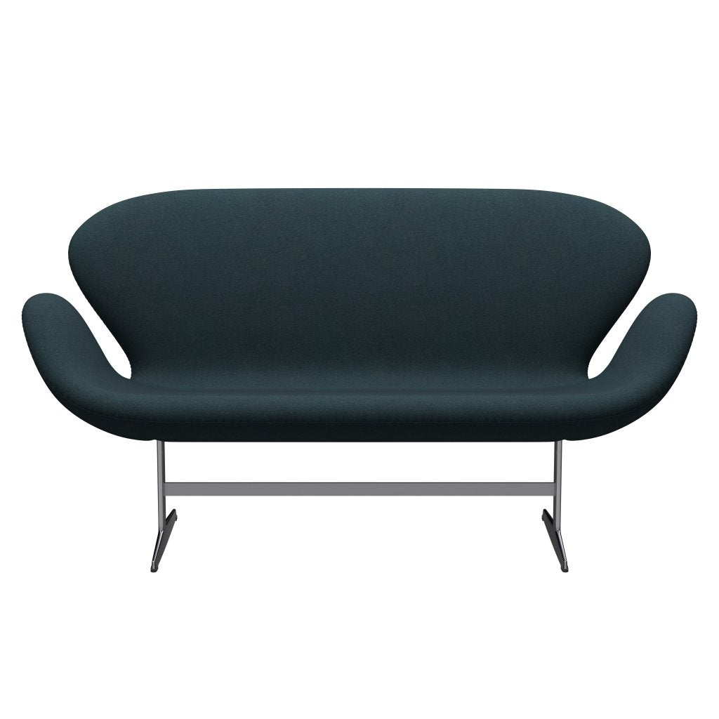 Fritz Hansen Swan Sofa 2, satynowy szczotkowany aluminium/tonus ciemnozielony