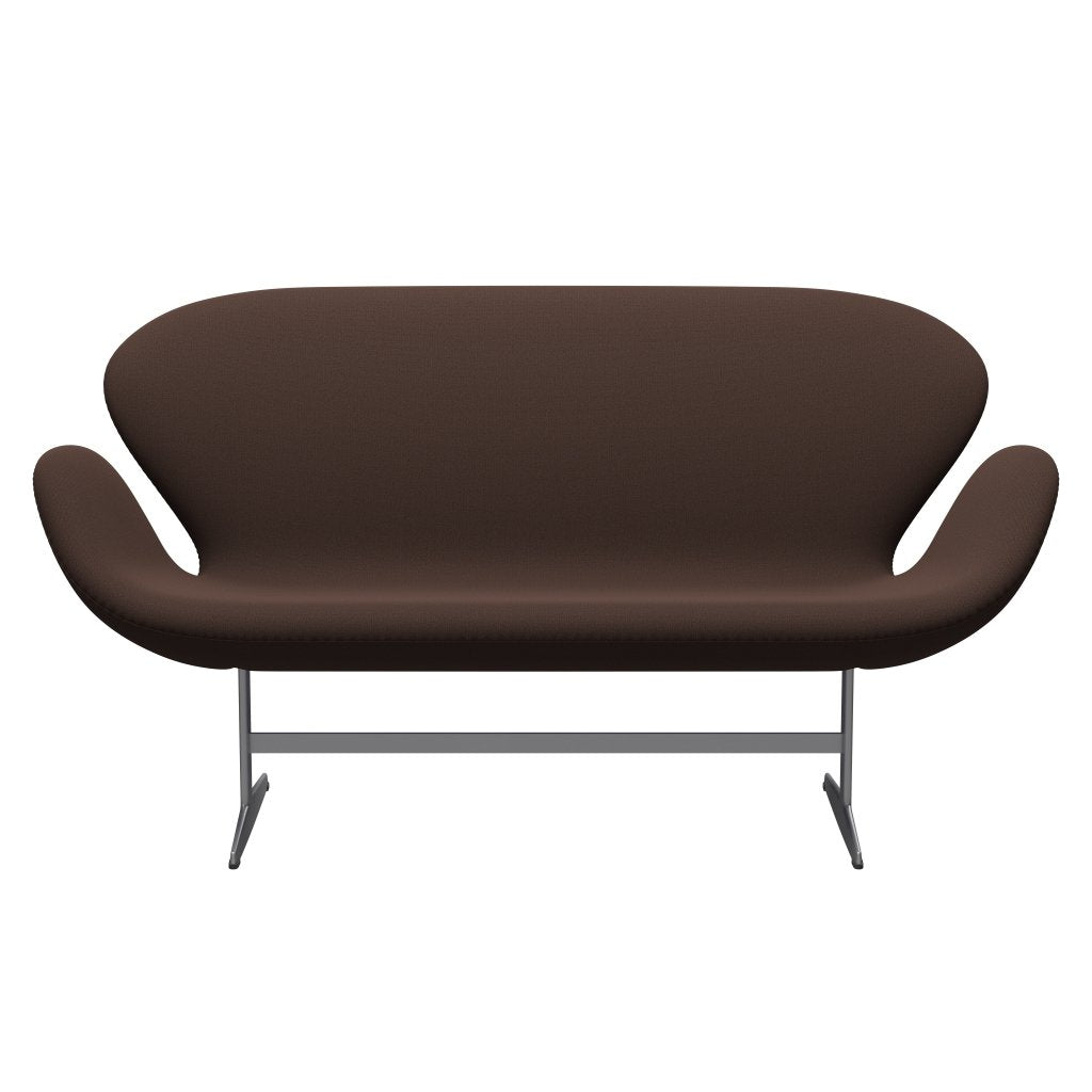 Fritz Hansen Swan Sofa 2 Seater, Silver Grey/Capture Chocolate Brown