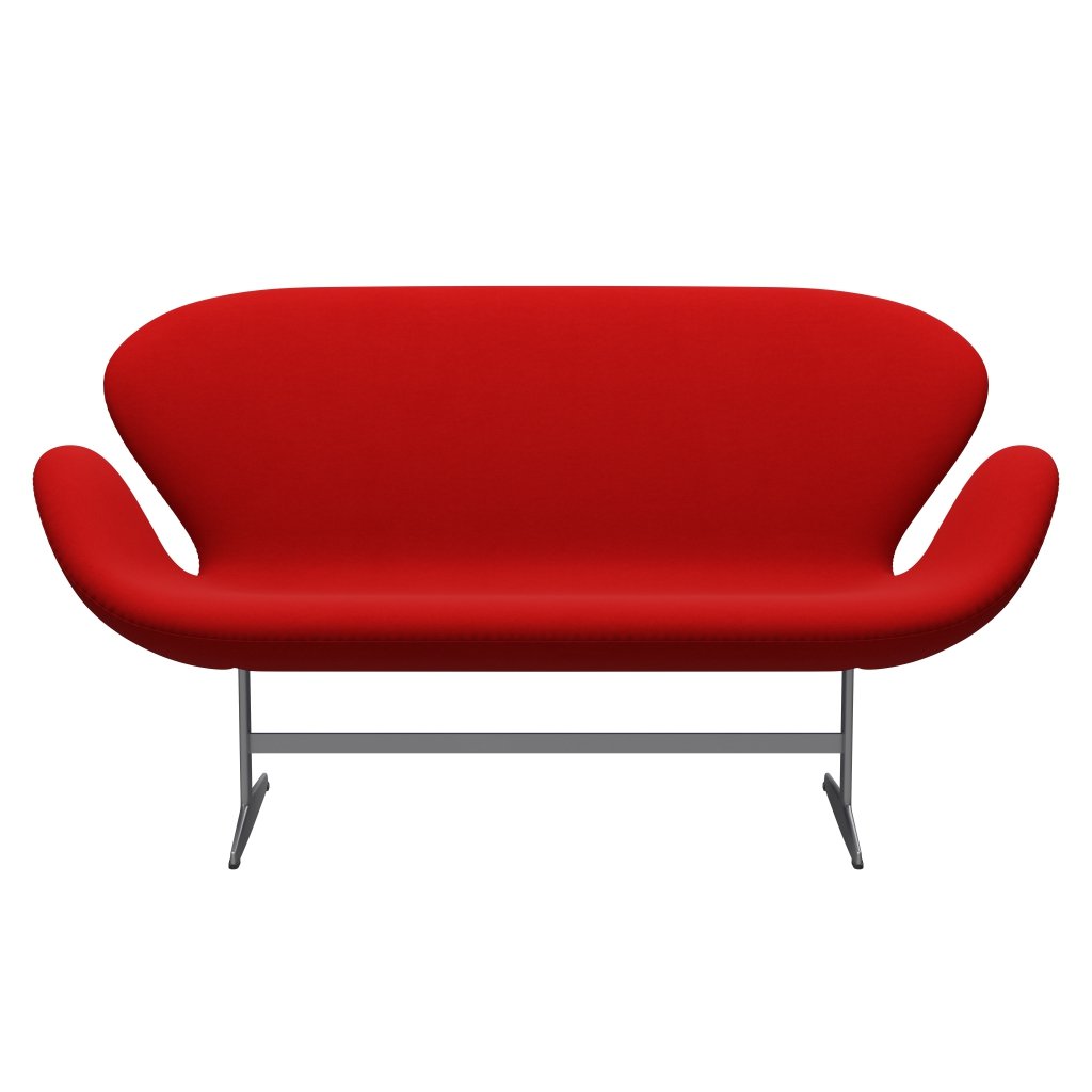 Fritz Hansen Swan Sofa 2 osobę, srebrny szary/komfort czerwony (64003)